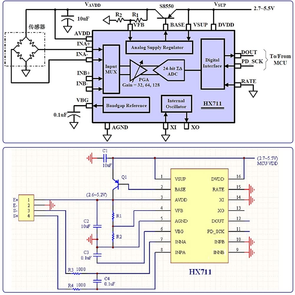 4pcs Load Cell 50kg Half Bridge Strain Gauge Human Body Digital Scale Weight Sensor + 1pc HX711 Amplifier AD Module for Arduino