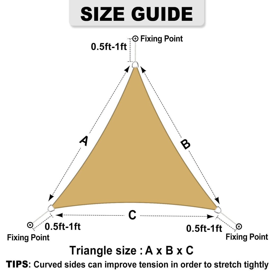 Triangle Sun Shade Sails for Patios 8 x 8 x 8 ft Sun UV Blocking Outdoor Canopy, Sunshades for Backyard, Lawn and Garden and All Outdoor Activities, Sand