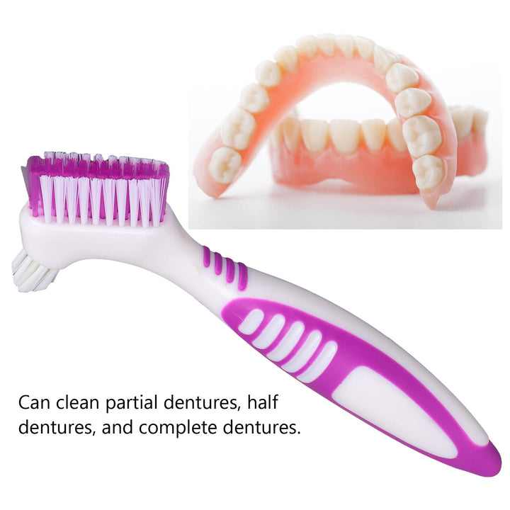 Denture Cleaning Brush Set, 1 Premium Denture Cleaner Set Top Denture Cleanser Tool Dual Head Denture Brush for Denture Care