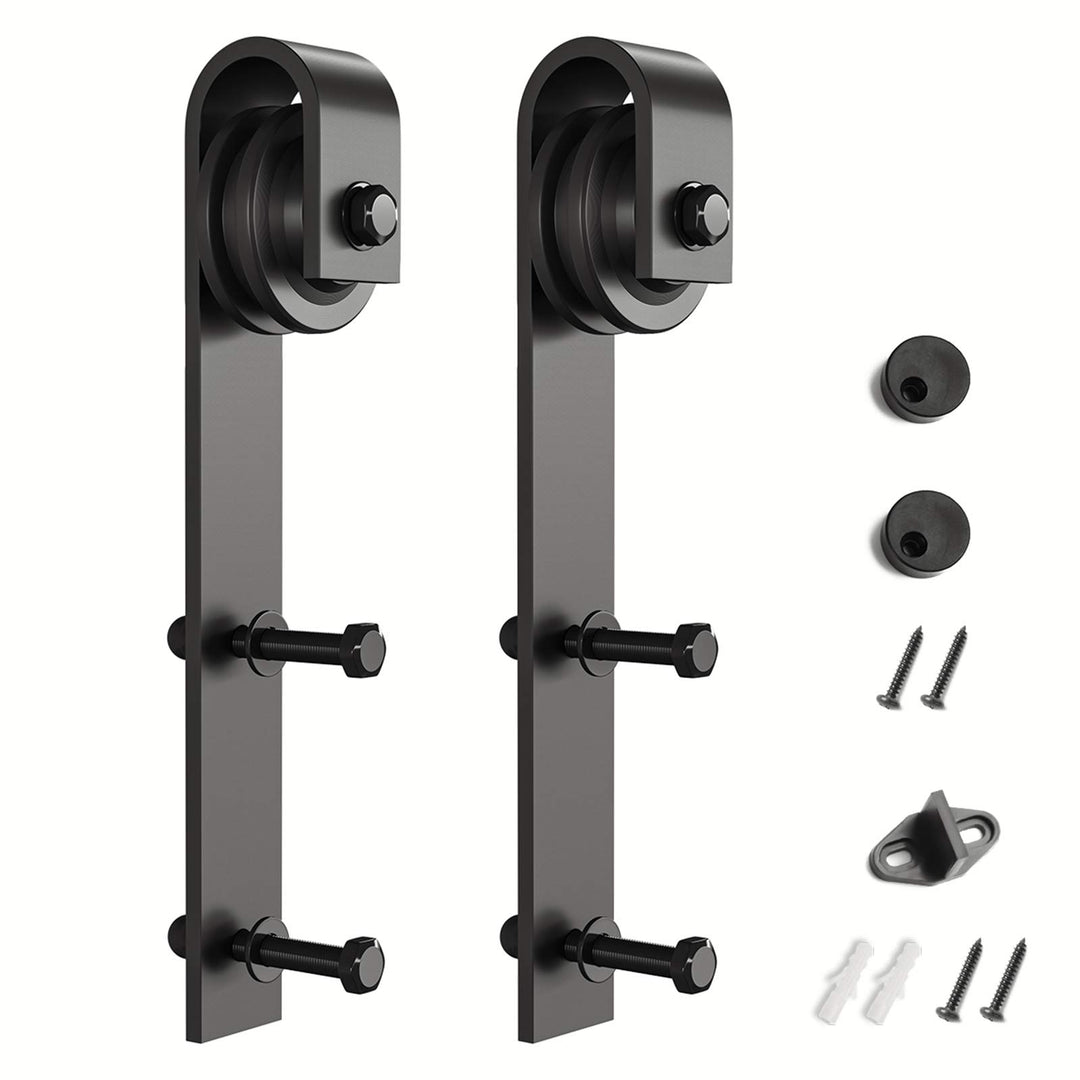 Sliding Barn Door Hardware Hangers 2pcs (Black) (J Shape Hangers)
