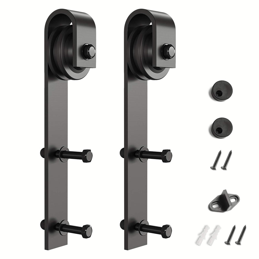 Sliding Barn Door Hardware Hangers 2pcs (Black) (J Shape Hangers)