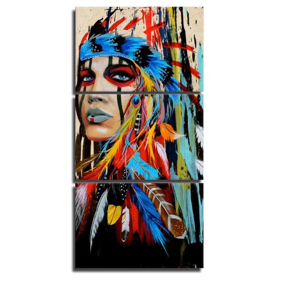 Meiji Native American Painting Indian Canvas Wall Art I