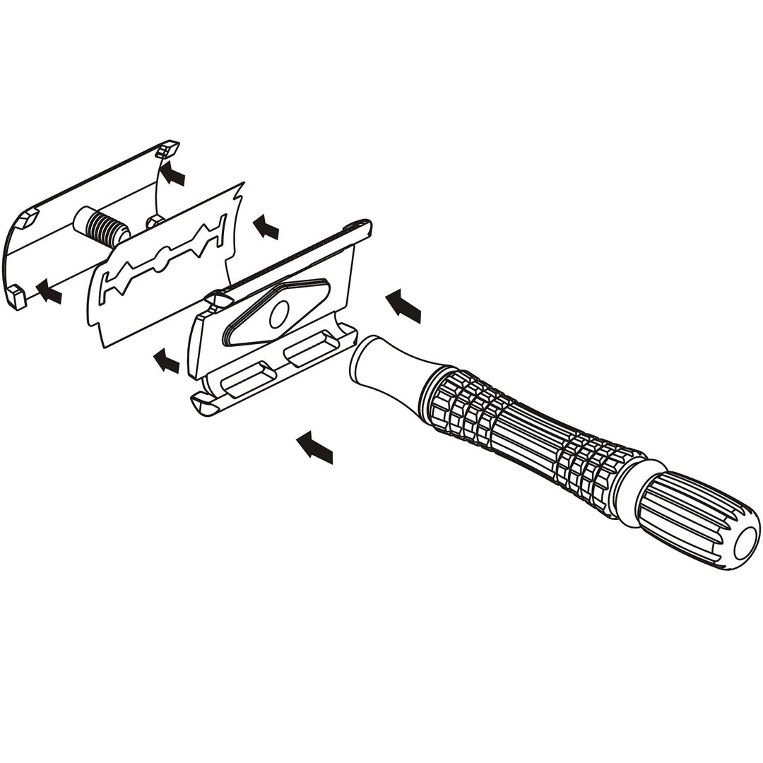 Eco Classic Metal Double Edge Safety Razor Close Wet Shaving for Men Women with 1 Platinum Swedish Blade, Silver BT131
