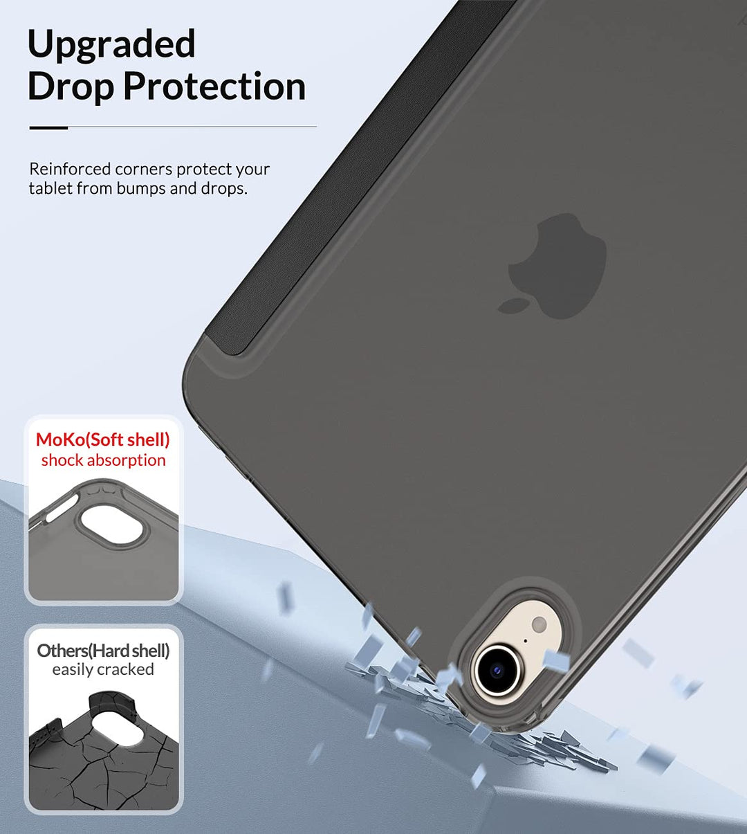 Case Fit New iPad Mini 7 (A17 Pro) 2024, iPad Mini 6th Generation Case 2021 (8.3-inch), iPad Mini 6 Case, Soft TPU Translucent Frosted Back Cover Case for iPad Mini 7th, Black