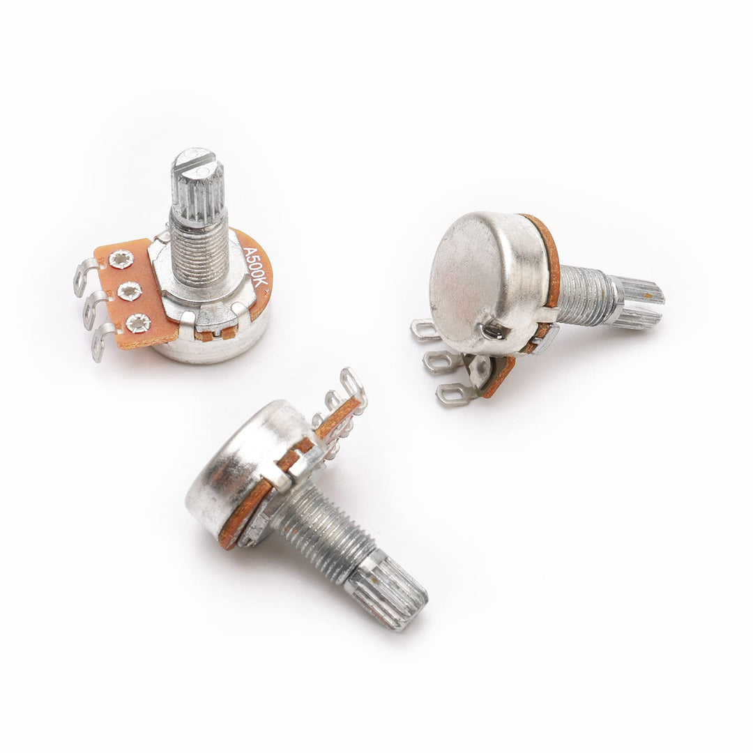 Guitar Potentiometer Audio Pots with Long Split Shaft A500K OHM Replacement for Electric Guitar Pack of 50