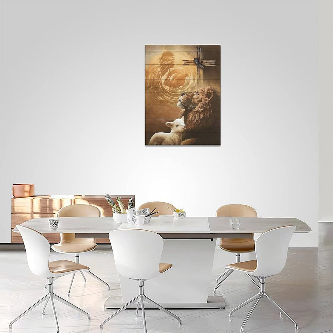 Jesus Lion And Lamb Canvas Wall Art Decor Gifts For Christian Lion Of Judah Religious Canvas Painting for Wall Easter Prints God Artwork Poster Framed Home Wall Decor for Church Living room Bedroom