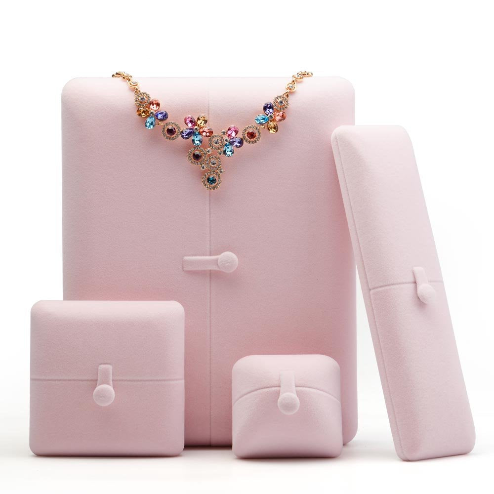Pink Velvet Jewelry Packaging Box Pendant Earrings Display Storage Case Pendant Gift Box