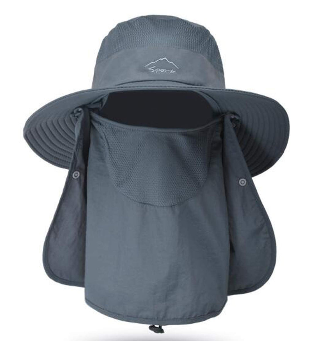 Fishing Hat for Men &amp; Women, Outdoor UV Sun Protection Wide Brim Hat with Face Cover &amp; Neck Flap Dark Grey
