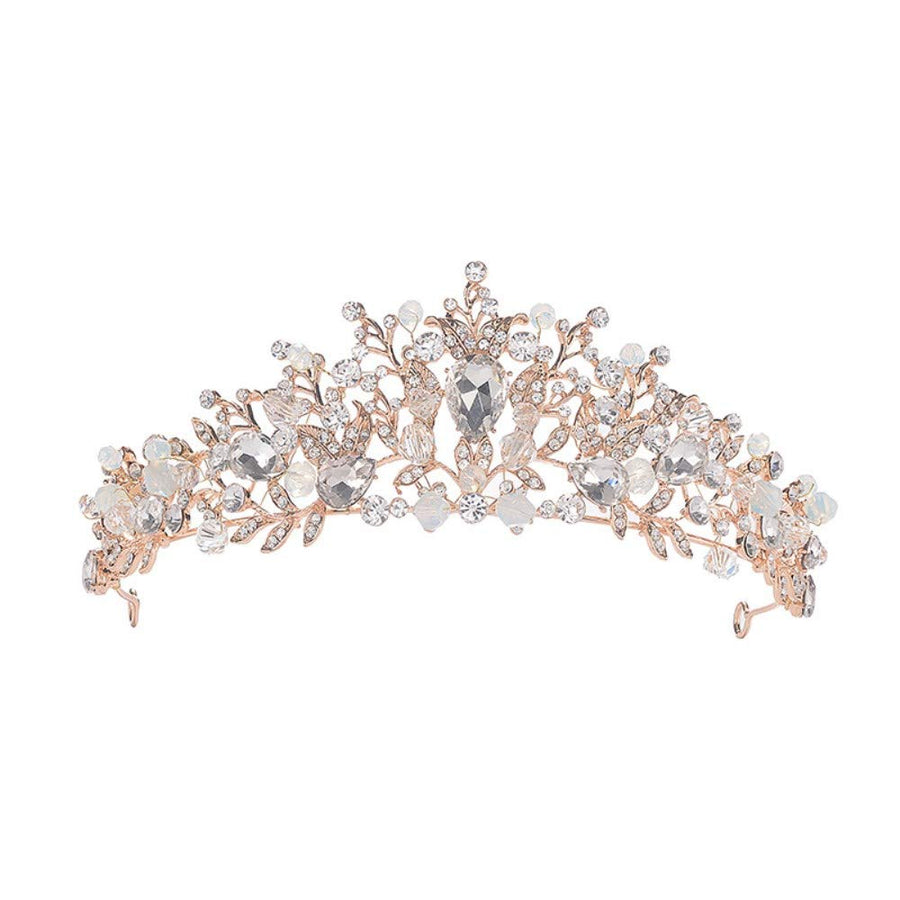 Baroque Beads Handmade Crystal Bridal Crown Tiaras Gold Diadem Tiaras for Women Bride Wedding Hair Accessories
