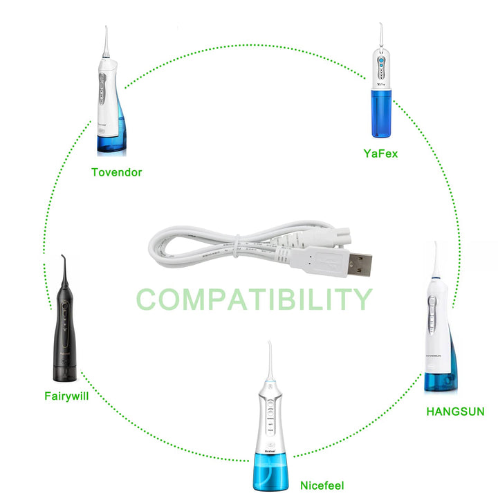 Charger Cord Replacement for Nicwell/Insmart/Nicefeel/Fairywill/Tovendor/Yafex/Hangsun Water Flosser, Charging Cable 2-Pack