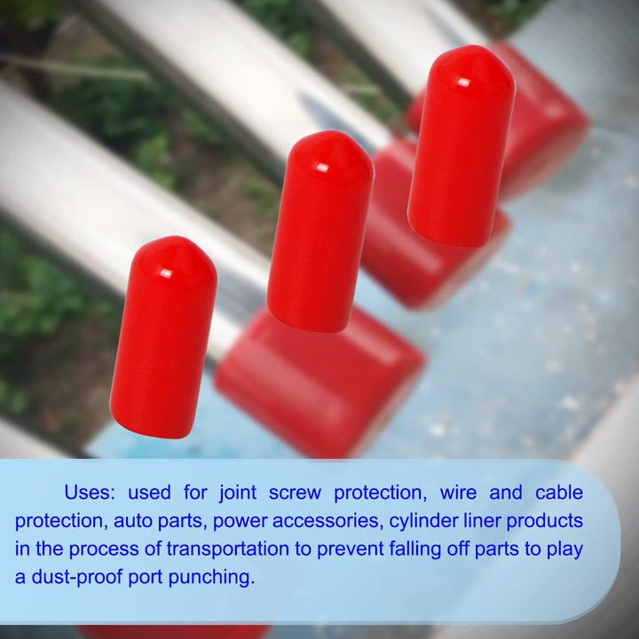 Rubber Round End Cap Cover 0.31 Inch(8.0mm) Screw Thread Protectors PVC Flexible Tubing Pipe Protective Bolt Screw Thread Protector Safety Cover | for Pipe Post Tubing Rod Cover 50 Pcs (Black)