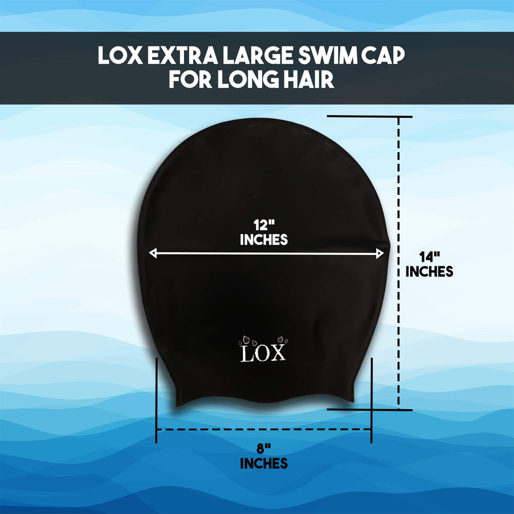 Extra Large Swim Cap for Very Long Hair, Silicone Shower Cap for Braids and Dreadlocks, Keeps Hair Dry While Swimming or Showering, Women and Men, Keeps Afro Extensions Weaves Dry