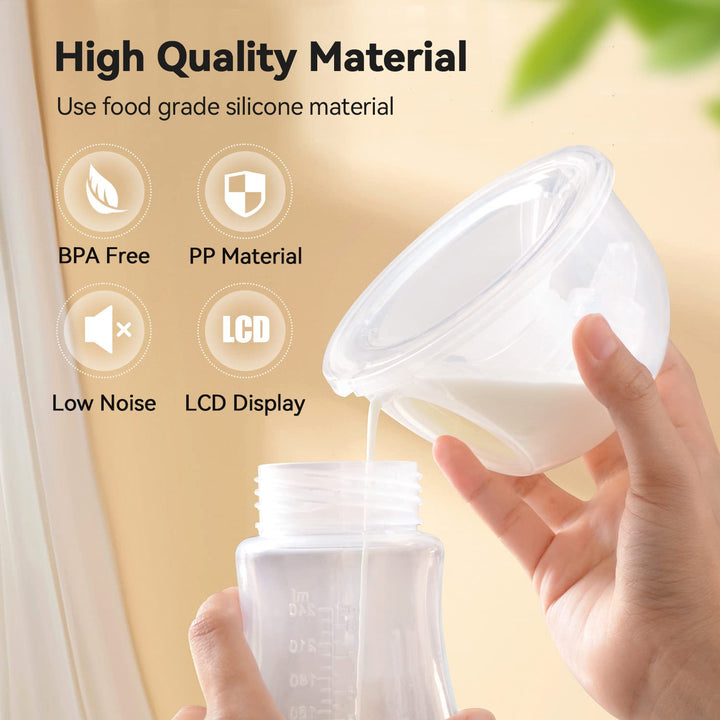YOWOMTA Wearable Breast Pump,Hands Free Electric Breast Pump with 2 Modes & 9 Levels,Wireless Portable Breast Pump for Travel,Rechargeable Cordless Breastfeeding Pump with 24mm Flange