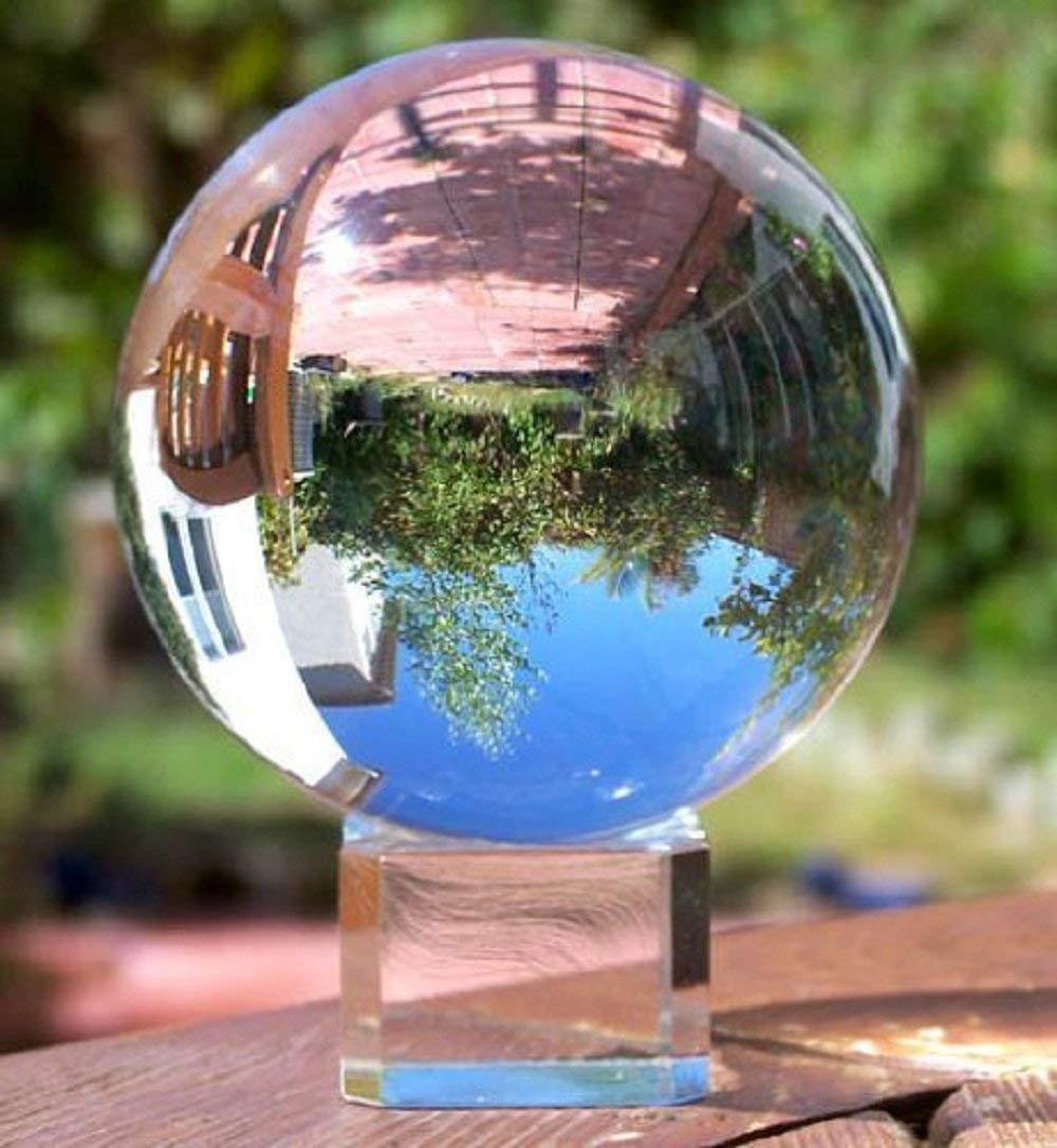 Meditation K9 Crystal Ball 3.25 inch (80mm) Diameter for Photography, Lensball, Decorative Ball with Free Crystal Stand and Gift Box, Clear