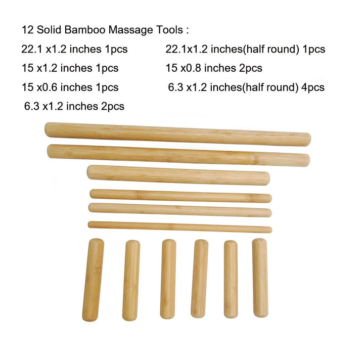 Goodtar Bamboo Sticks for Massage Therapy Bamboo Massage Tools,Set of 12