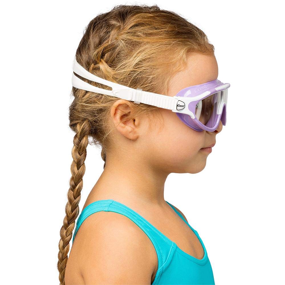 Wide View Swim Mask for Kids aged 2, 3, 4, 5, 6, 7 years old | Baloo made in Italy, Lilac/White