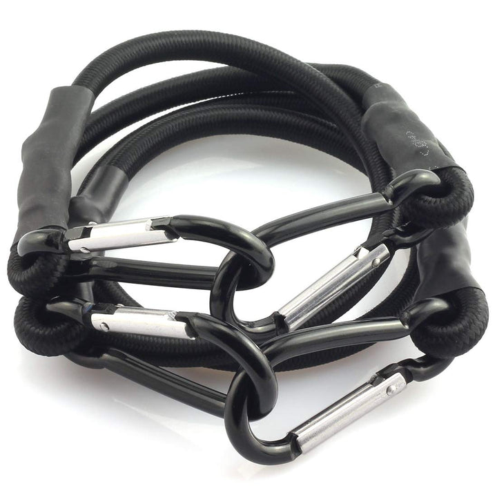 2pcs 8mm x 60cm Bungee Cord with Hook Heavy Duty Straps 2 Climbing Hooks Strong Elastic Rope Shock Cord Tie Down Set(Black)