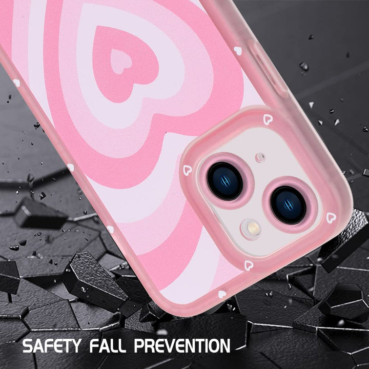 AIGOMARA Compatible with iPhone 13 Case Pink Heart Print Cute Pattern Case for Women Girl Full Camera Protective Soft TPU Shockproof Phone Cover for iPhone 13
