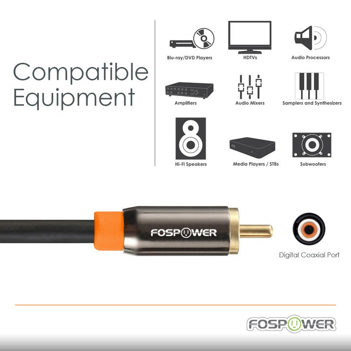 FosPower Digital Audio Coaxial Cable [24K Gold Plated C