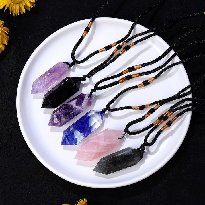 Runyangshi Black Obsidian Healing Crystal Pendants, Dou