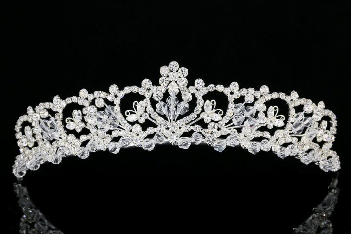 Flower Butterfly Rhinestone Crystal Beads Bridal Tiara Crown T933