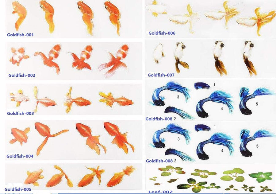 10 Sheets 3D Resin Koi Fish Painting Sticker Goldfish Stickers with 3D Effect Koi Pond Clear Film Filling Material for Resin Art (9 Kinds)