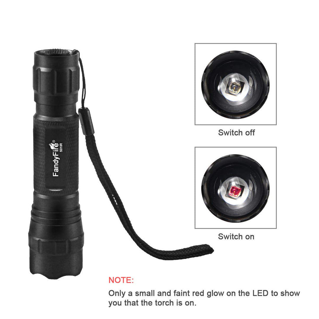 940nm IR Flashlight Illuminator Infrared Light Night Vision Adjustable Focus LED Flashlight Torch for Hunting (Not Included 18650 Battery)