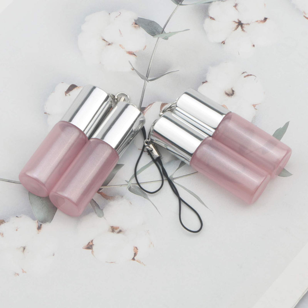 5ml Pink Glass Essential Oil Roller-on Bottles with Stainless Steel Roller Balls Pearlescent Vials for Perfume Aromatherapy Oils Pack of 18 (Opener Pendant Included)