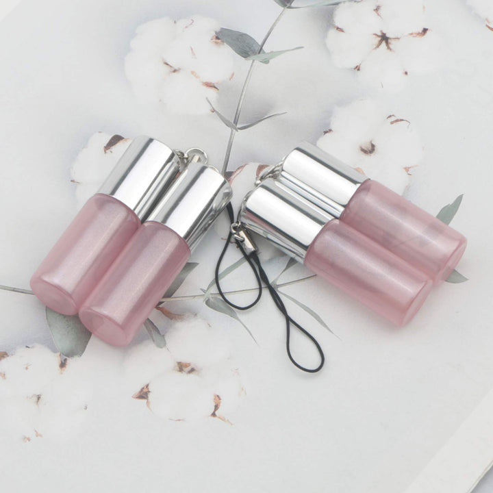 5ml Pink Glass Essential Oil Roller-on Bottles with Stainless Steel Roller Balls Pearlescent Vials for Perfume Aromatherapy Oils Pack of 18 (Opener Pendant Included)
