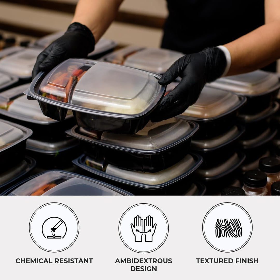 Disposable Nitrile Gloves, Chemical Resistant, Powder-Free, Latex-Free, Non-Sterile, Food Safe, 4 Mil, Black, Medium, 100-Count