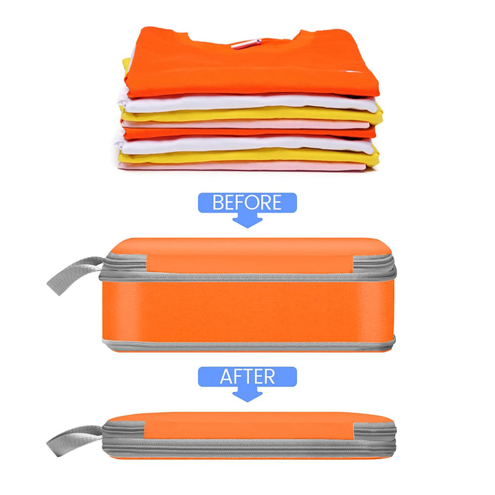Compression Packing Cubes for Travel, 3 Set Luggage Organizers Compression Cubes, Orange