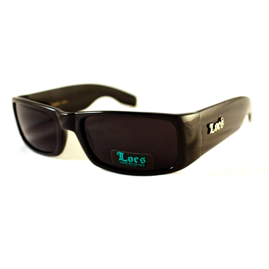 All Black Cholo Biker Extra Narrow Lens Rectangular Thick Arm Sunglasses