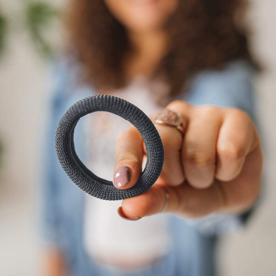 - The Ultimate Hair Ties for Thick Heavy or Curly Hair. No Slipping Damage Breaking or Stretching Out. Seamless Ponytail Holders Scrunchies Sports Hair Ties for Thick Hair (Dk Gray 3 Pcs)