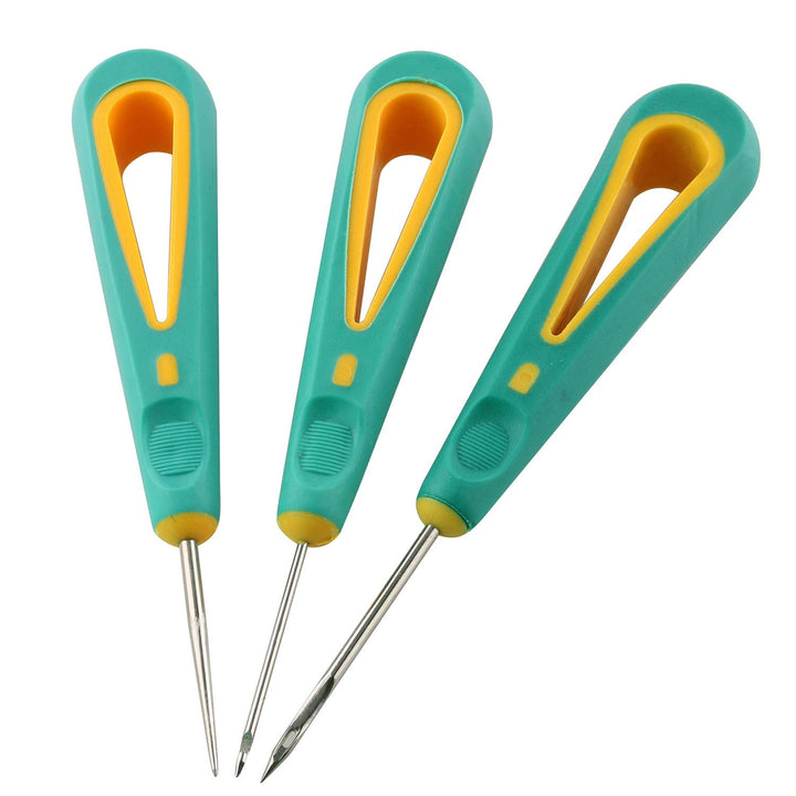 Steel Sticher Sewing Awl Shoes Repair Sewing Crochet Hook Needle Tool with Rubber Straight Head/Hook Head/Medium Hole Awl