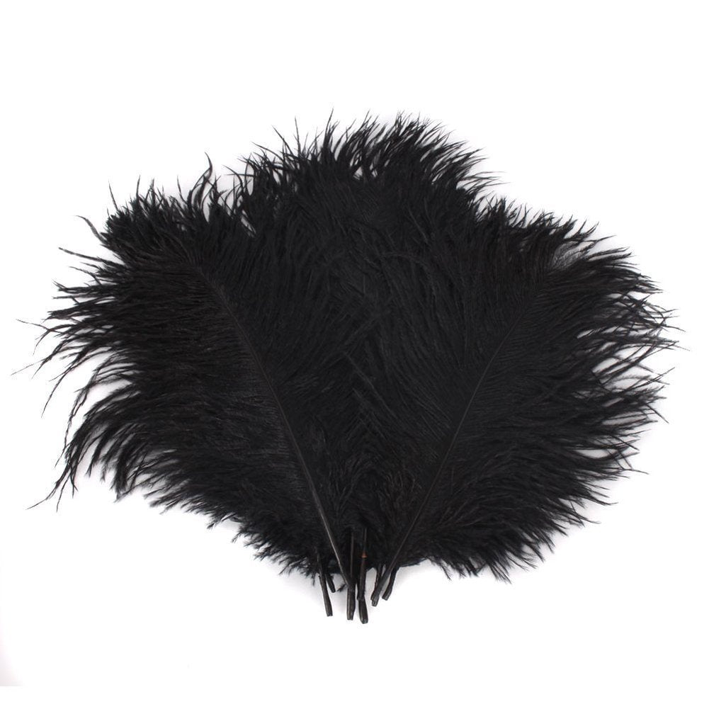 50pcs 10-15cm Natural Home Decor Ostrich Feathers for Home Wedding Xmas Party Decoration (Black)