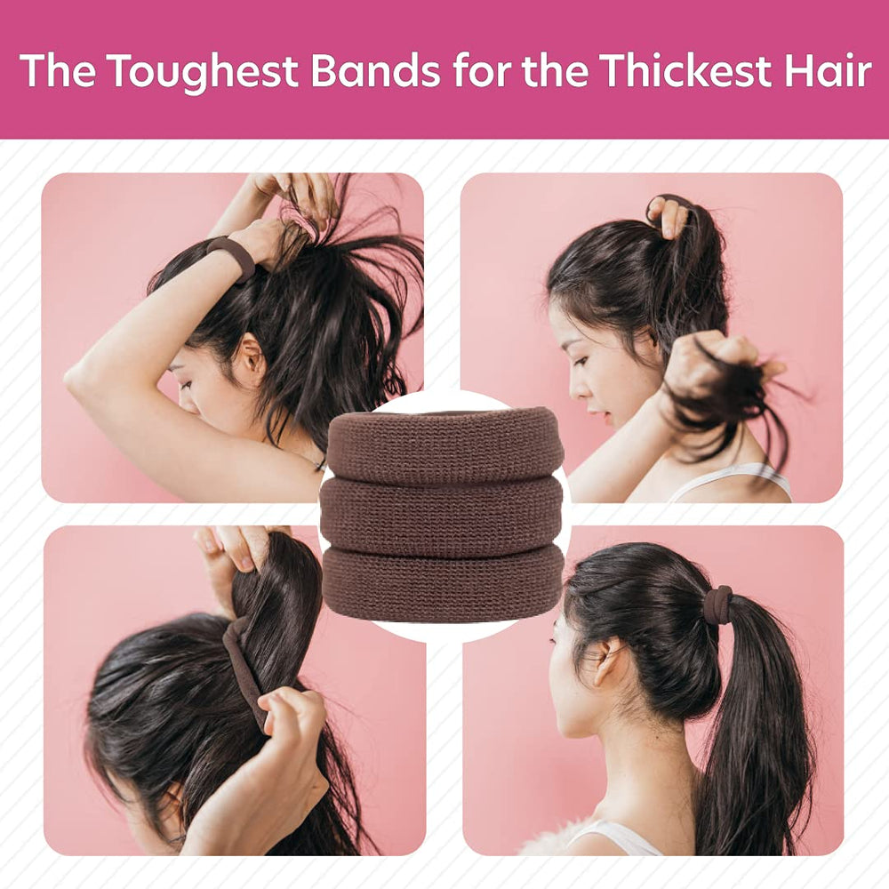 - The Ultimate Hair Ties for Thick Heavy or Curly Hair. No Slipping Damage Breaking or Stretching Out. Seamless Ponytail Holders Scrunchies Sports Hair Ties for Thick Hair (Brown)