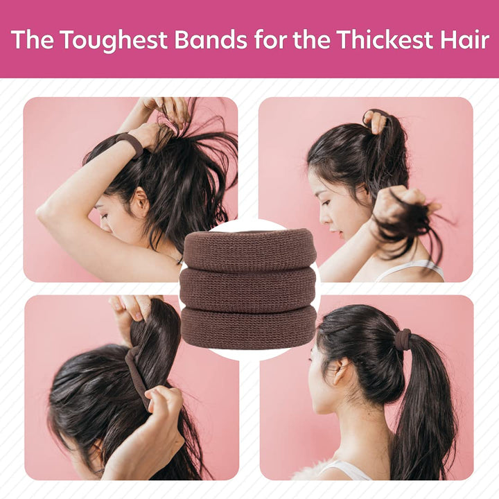 - The Ultimate Hair Ties for Thick Heavy or Curly Hair. No Slipping Damage Breaking or Stretching Out. Seamless Ponytail Holders Scrunchies Sports Hair Ties for Thick Hair (Brown)