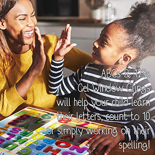 ABC &amp; 123 Gel Window Clings for Kids -Letters and Numbers Window Stickers for Toddlers, Gel Clings Window Decals Kids Jelly Reusable Sticker - Classroom Car Plane Airplane Activities (Jesplay USA)