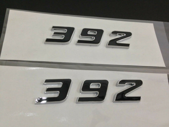 (2pc) 392 Badge Emblem Chrome Trim Replacement for 392 Passenger & Driver Side (Silver Black) (JJKB-YM85)