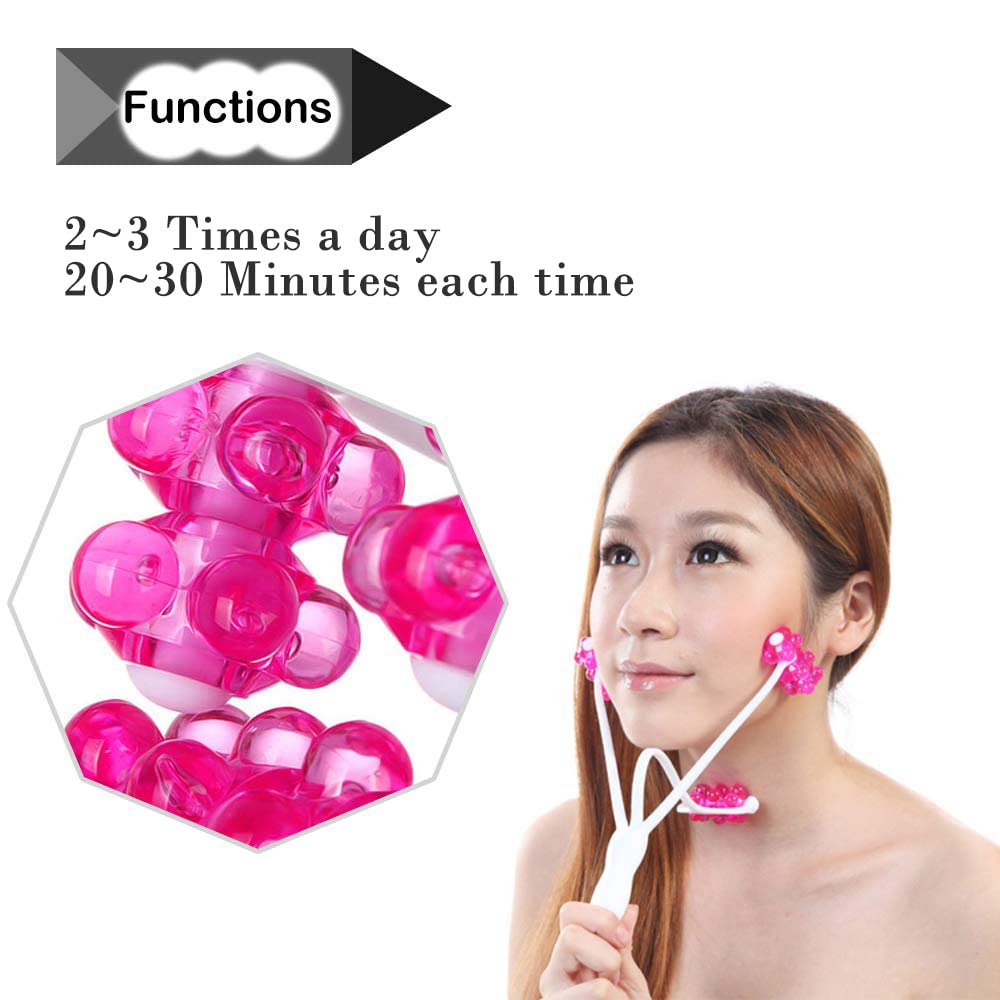 2 In 1 Face Roller Massager for Face Tightening and Lifting, 3D Roller Face Massager Double Chin Remover, Face Slimming Massager Neckline Slimmer Jaw Exerciser Facial Lift Roller Body Massager Tool