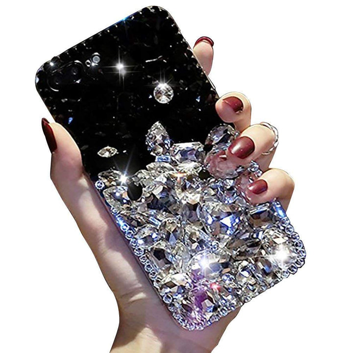iPhone 7 Plus/8 Plus, Clear and Black: for iPhone 7 Plus/8 Plus Cute Sparkle Case, TPU Soft Luxury 3D Handmade Crystal Rhinestone Bling Full Diamond Glitter Cover with Screen Protector