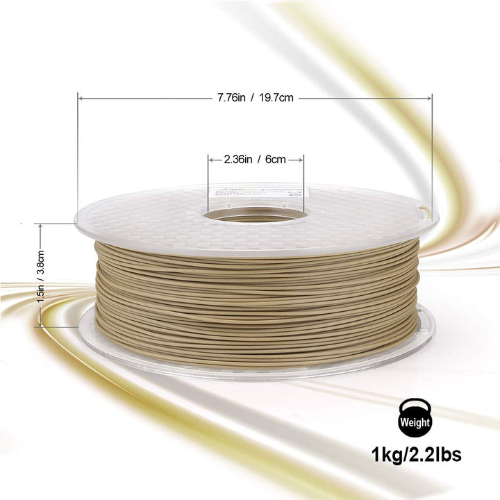 3D Printing Filament Pla Wood Bamboo 3D Printer Filament, PLA Filament 1.75mm 15% Real Bamboo Fiber, 1kg/2.2lb 15% Wood Fiber