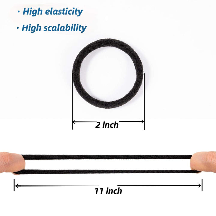 50 PCS Black Hair Ties for Women,Seamless Hair Bands That Will Not Break,Ponytail Holders,Will Not Slip or Tangles,No Damage to Thick Hair,2 Inch in Diameter