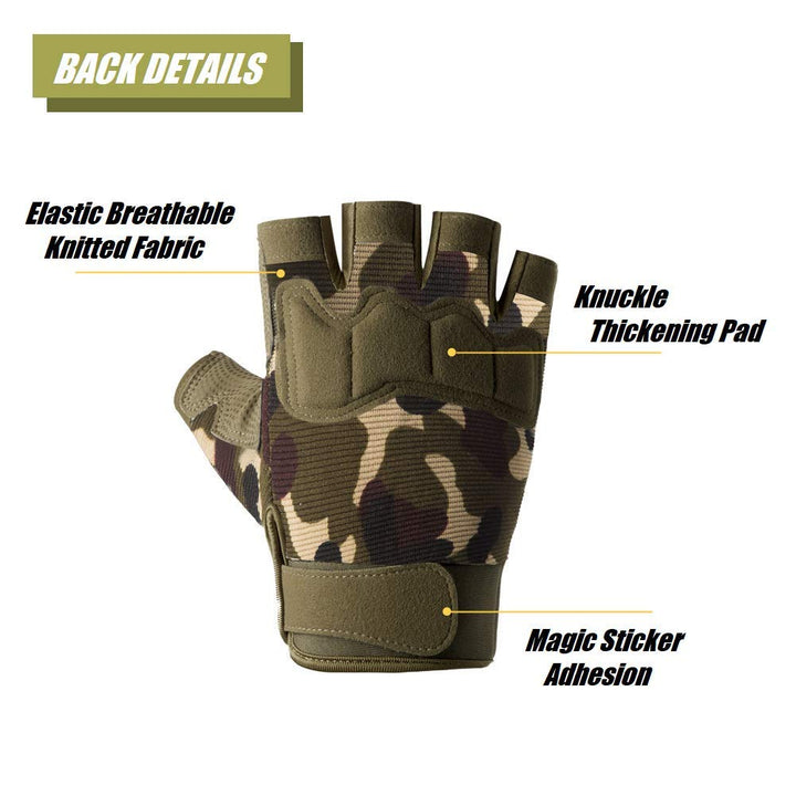 Fingerless Gloves, Knuckle Protective Breathable Lightweight Outdoor Gloves for Shooting, Hunting, Motorcycling, Climbing (S, Green)
