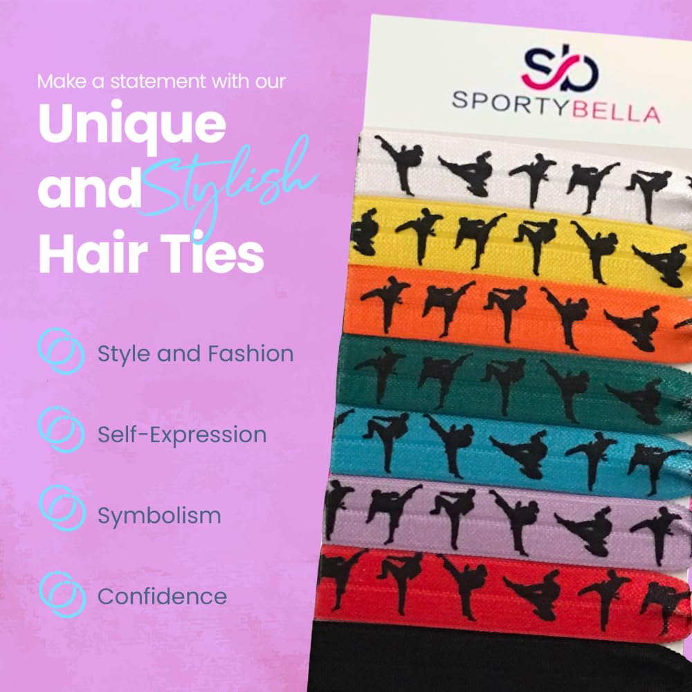 Girls Martial Arts Karate Kickboxing Sports Self Defense No Crease Ponytail Holders Pony Tail Holder Ouchless Ribbon Bands