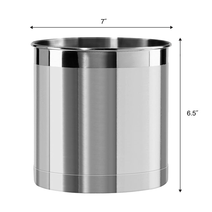 Stainless Steel Jumbo Utensil Holder - 7 Utensil Caddy, Weighted Base for Stability - Extra Large Utensil Crock and Countertop Utensil Organizer, Stainless Steel