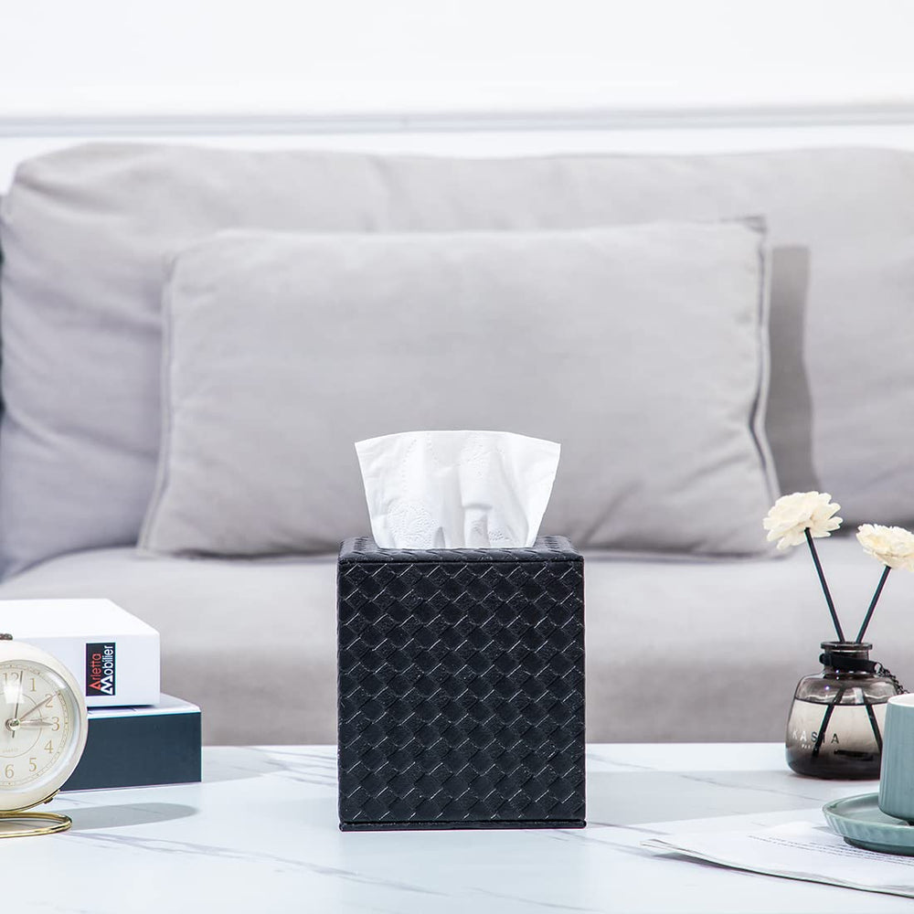 Black Tissue Box Cover,Square Tissue Box Cover,Black Tissue Box Holders,Tissue Holder for Bathroom Accessories,Bathroom Tissue Holders