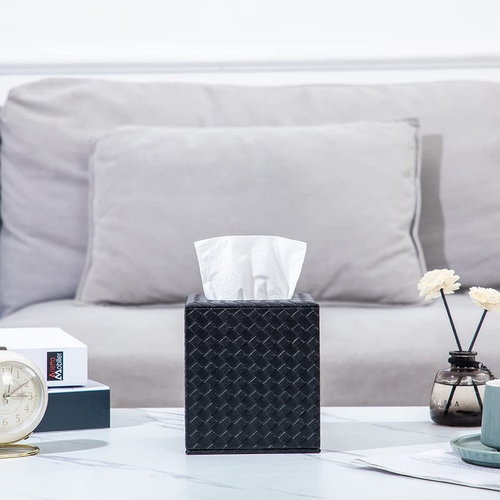 Black Tissue Box Cover,Square Tissue Box Cover,Black Tissue Box Holders,Tissue Holder for Bathroom Accessories,Bathroom Tissue Holders