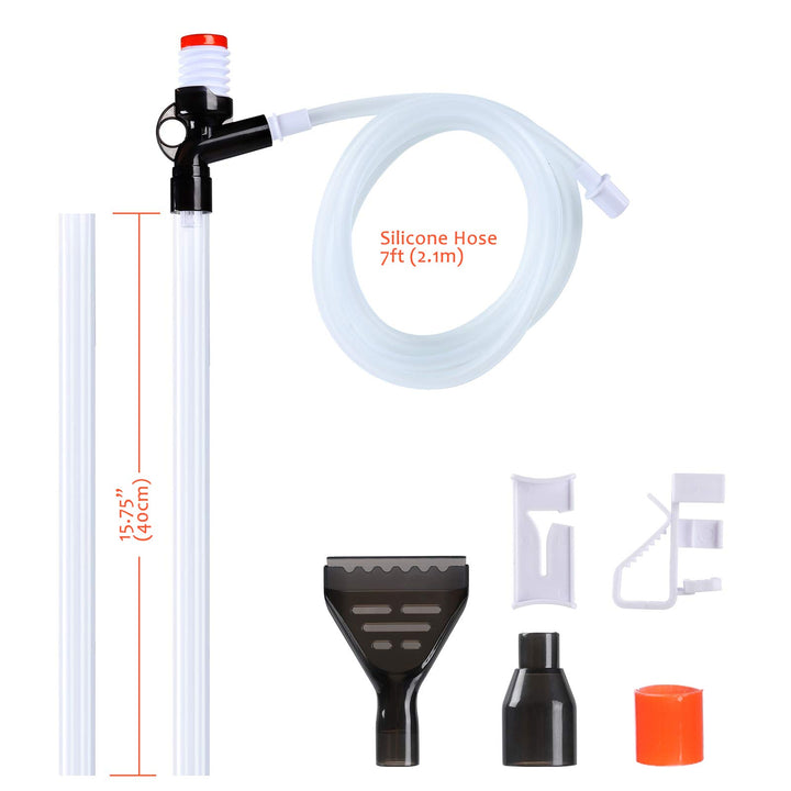 Aquarium Gravel Cleaner, Fish Tank Siphon Cleaner, Long Nozzle Quick Water Changer for Water Changing and Filter Gravel Cleaning with Adjustable Water Flow Controller