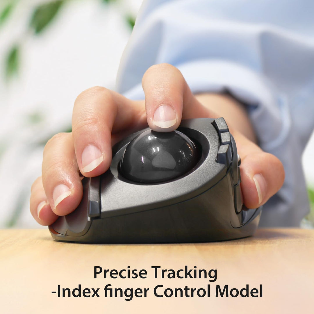 DEFT Trackball Mouse, 2.4GHz Wireless, Finger Control, 8-Button Function with Smooth Tracking, Ergonomic Design, Optical Gaming Sensor, Windows11, macOS (M-DT2DRBK)